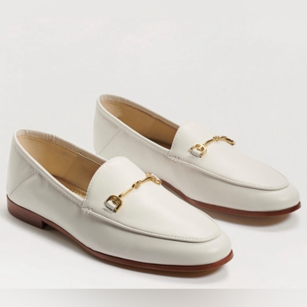 Sam Edelman White Leather Horsebit Loafers